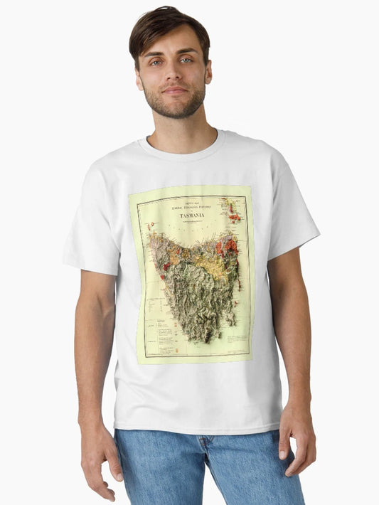 1884 Tasmania Geological Map 3D digitally-rendered