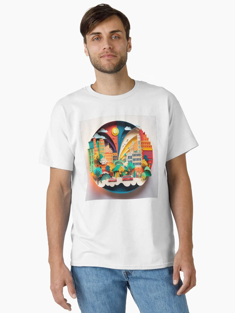 3D Effect Papercut Art - Cityscape Scene