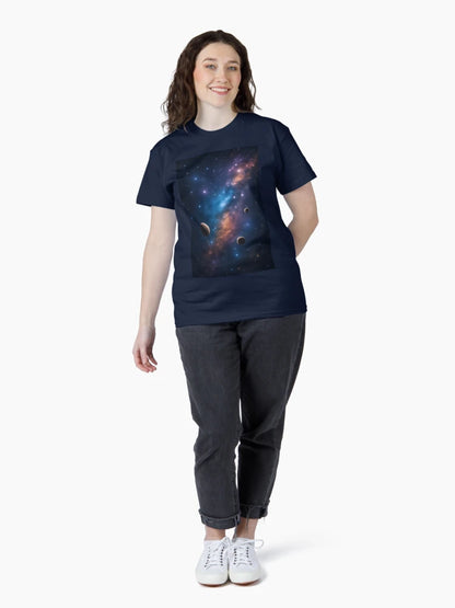 3D Galaxy Art with Stars and Planets