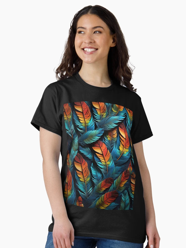 3d feathers multicolored Pattern street wear girl fashion