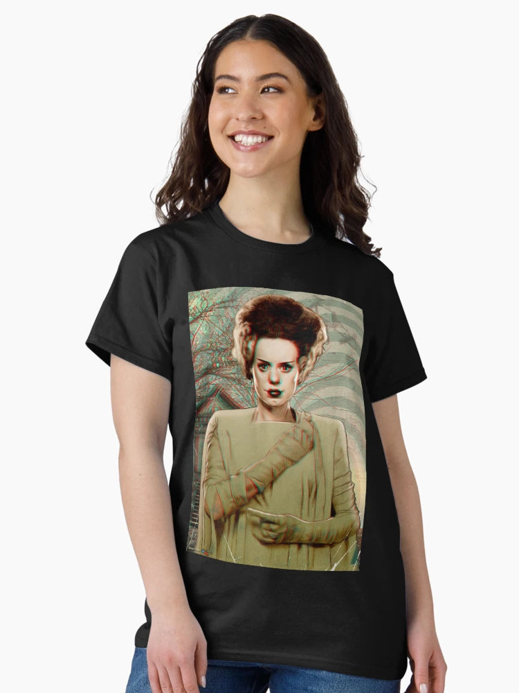 Elsa Lanchester as the Bride of Frankenstein Anaglyph 3d illustration