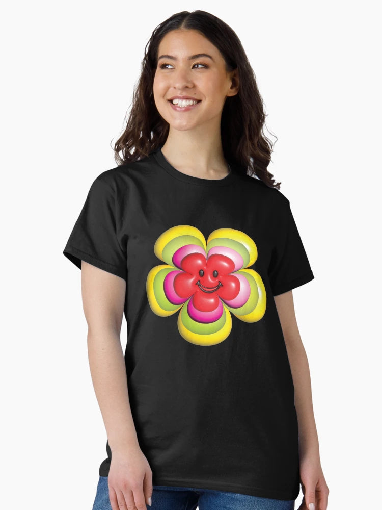 3d flower smiley face, multi-layered flowers.
