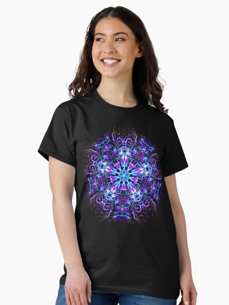 .Psychedelic Trippy Hexagon Star Indigo Mandala - Fractal Sacred Geometry