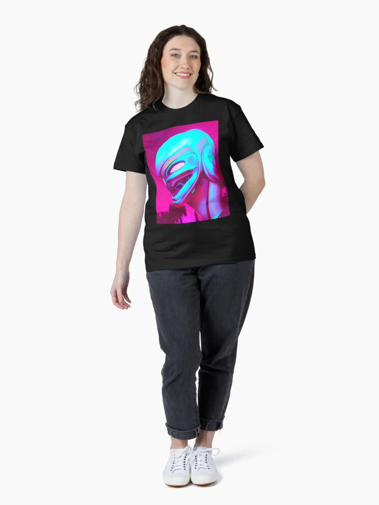 3D alien art. Coloful synthwave style neon