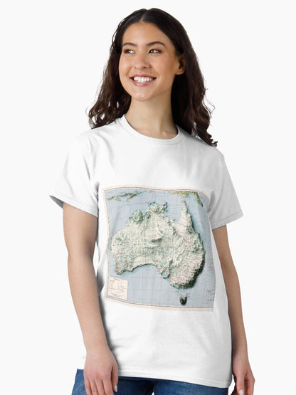 1959 Australia Relief Map 3D digitally-rendered
