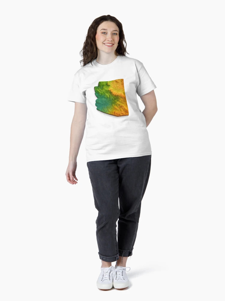 3D Colorful Topographic Map of Arizona (Transparent Background)