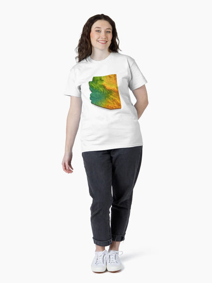 3D Colorful Topographic Map of Arizona (Transparent Background)