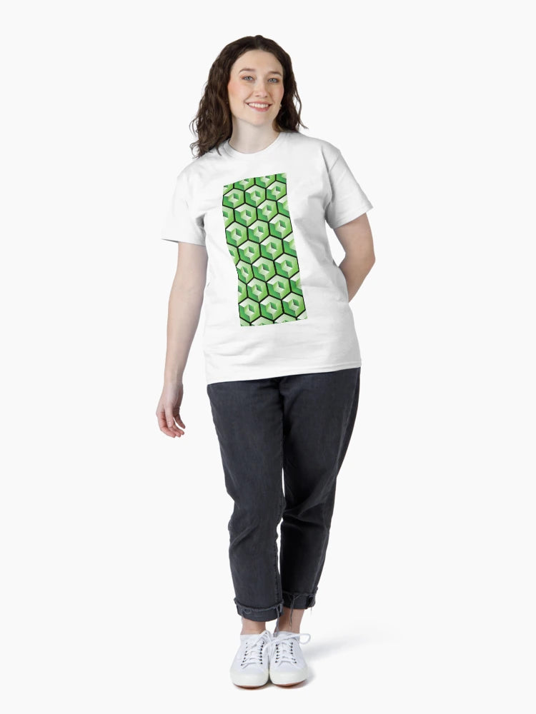 3D GREEN 'CUBE in CUBE' GEOMETRIC PATTERN ILLUSION on White Background (Cube v3 GREEN on BLACK) ©