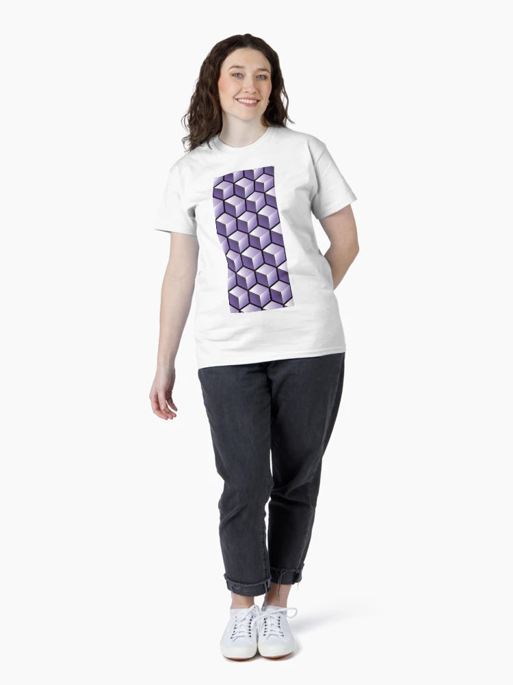3D PURPLE CUBE GEOMETRIC PATTERN on Black Background (v1PURPLE on BLACK) ©