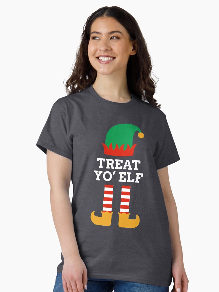 Elf Treat Yo' Self Christmas Treat Yo' Elf Holiday Santa's Helpers Funny Pun Joke Elves