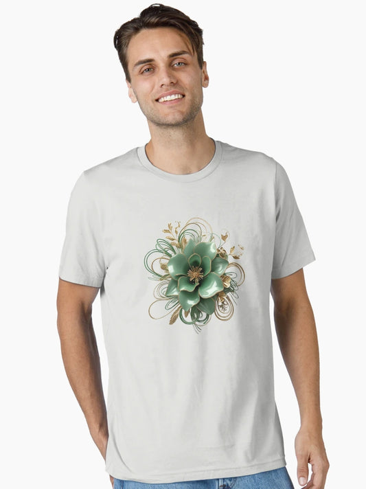 3D blooming green & gold flower