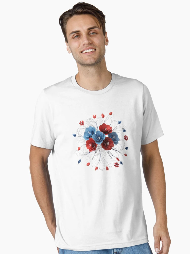 3D delicate bouquet blue & red flower