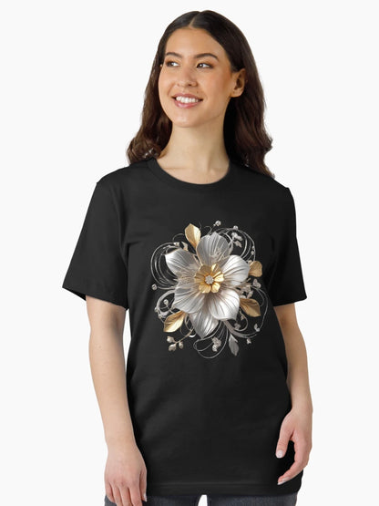 3D delicate white & gold flower