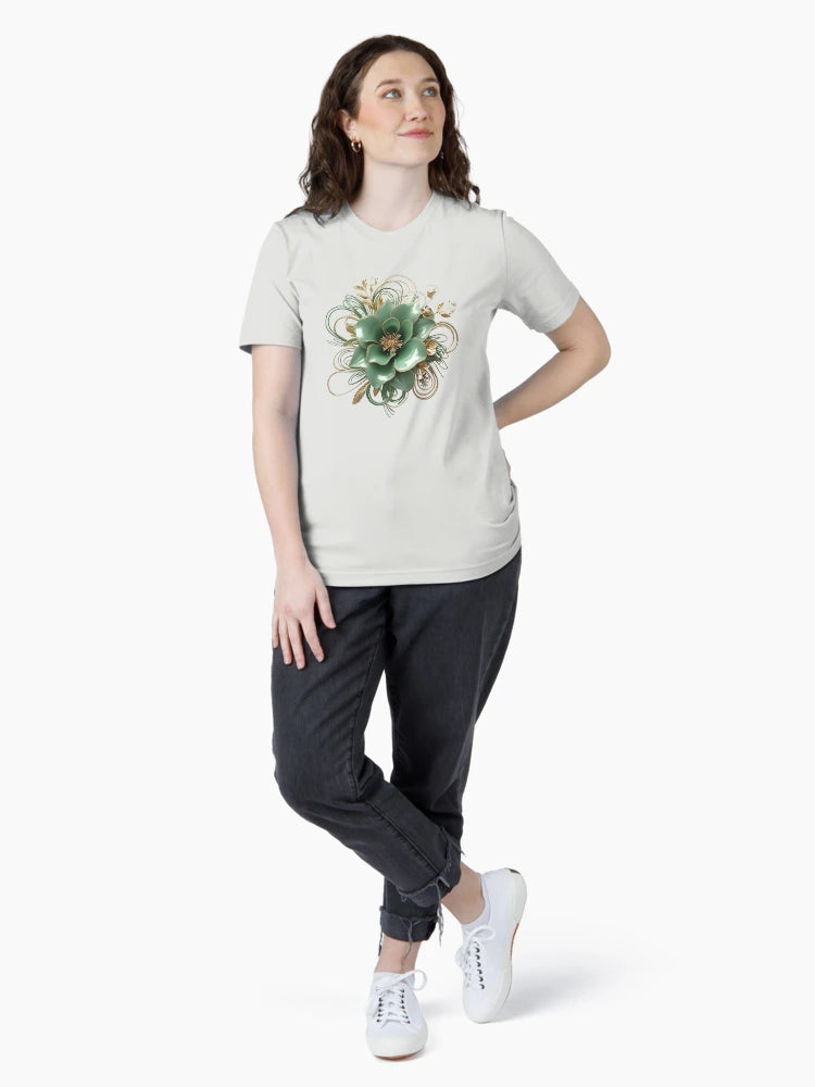 3D blooming green & gold flower