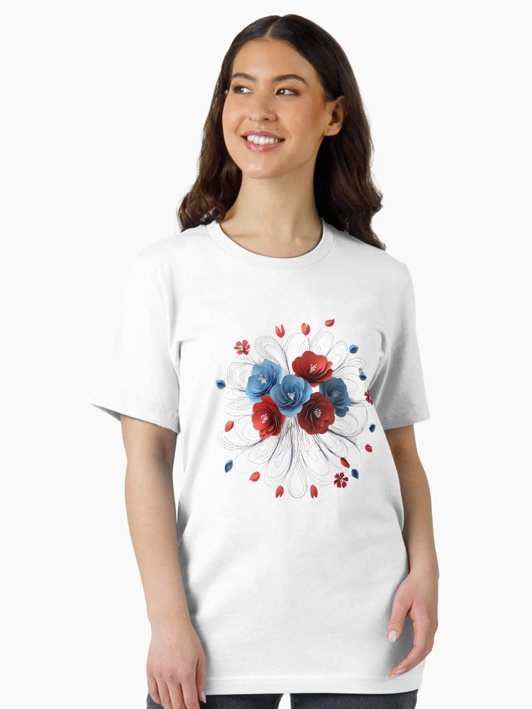 3D delicate bouquet blue & red flower