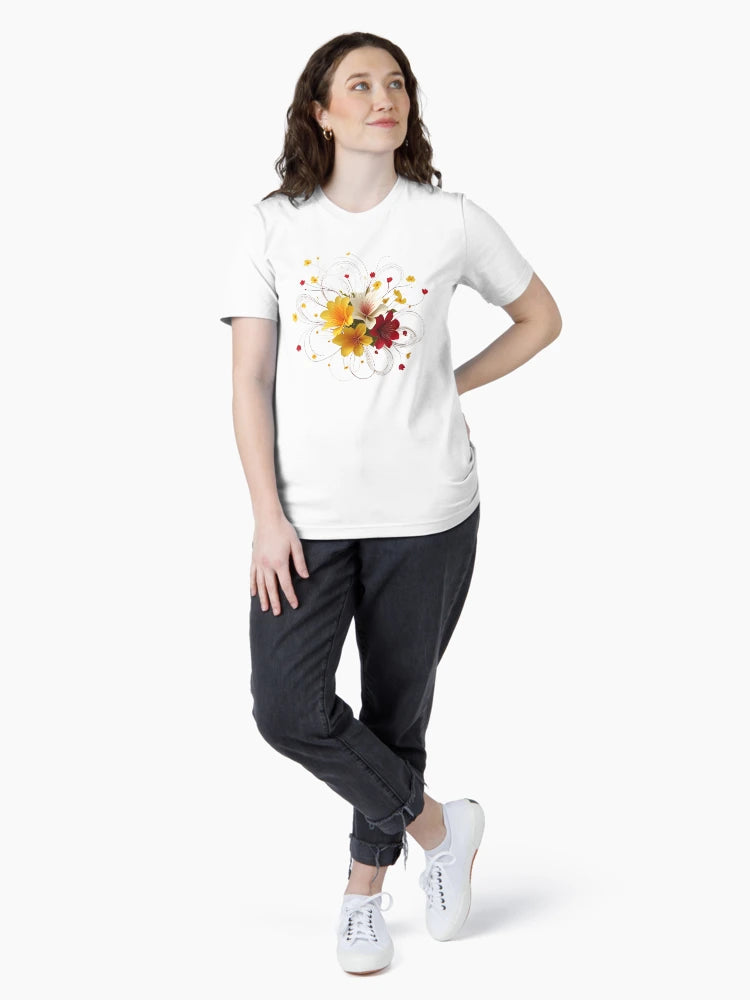 3D red, white & yellow flower