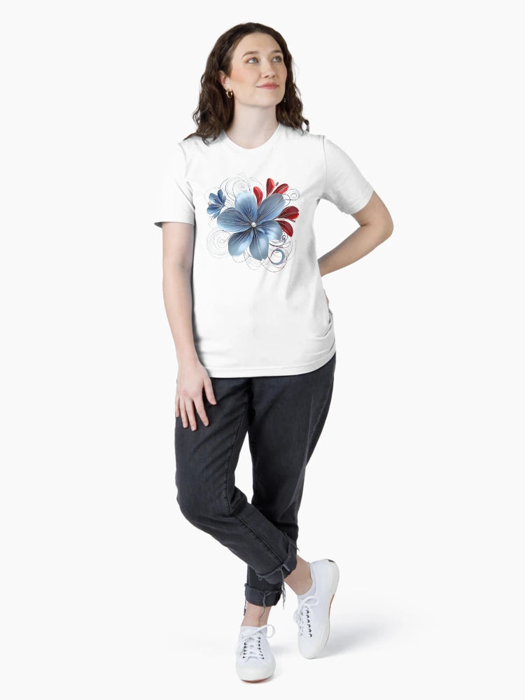 3D lacey blue & red flower