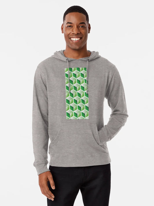 3D GREEN CUBE GEOMETRIC PATTERN on White Background (v1GREEN on WHITE) ©