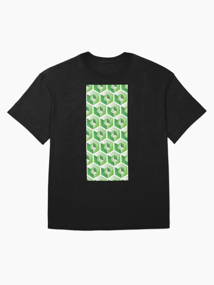 3D GREEN 'CUBE in CUBE' GEOMETRIC PATTERN ILLUSION on White Background (Cube v3 GREEN on WHITE) ©