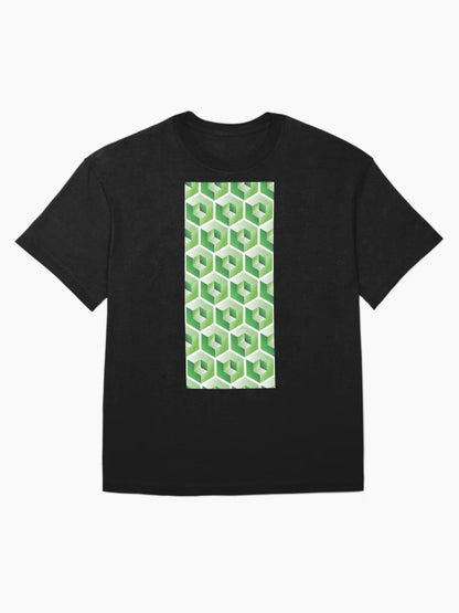 3D GREEN 'CUBE in CUBE' GEOMETRIC PATTERN ILLUSION on White Background (Cube v3 GREEN on WHITE) ©