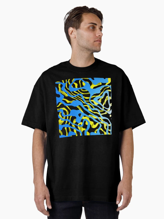 3D Abstract art yellow and blue