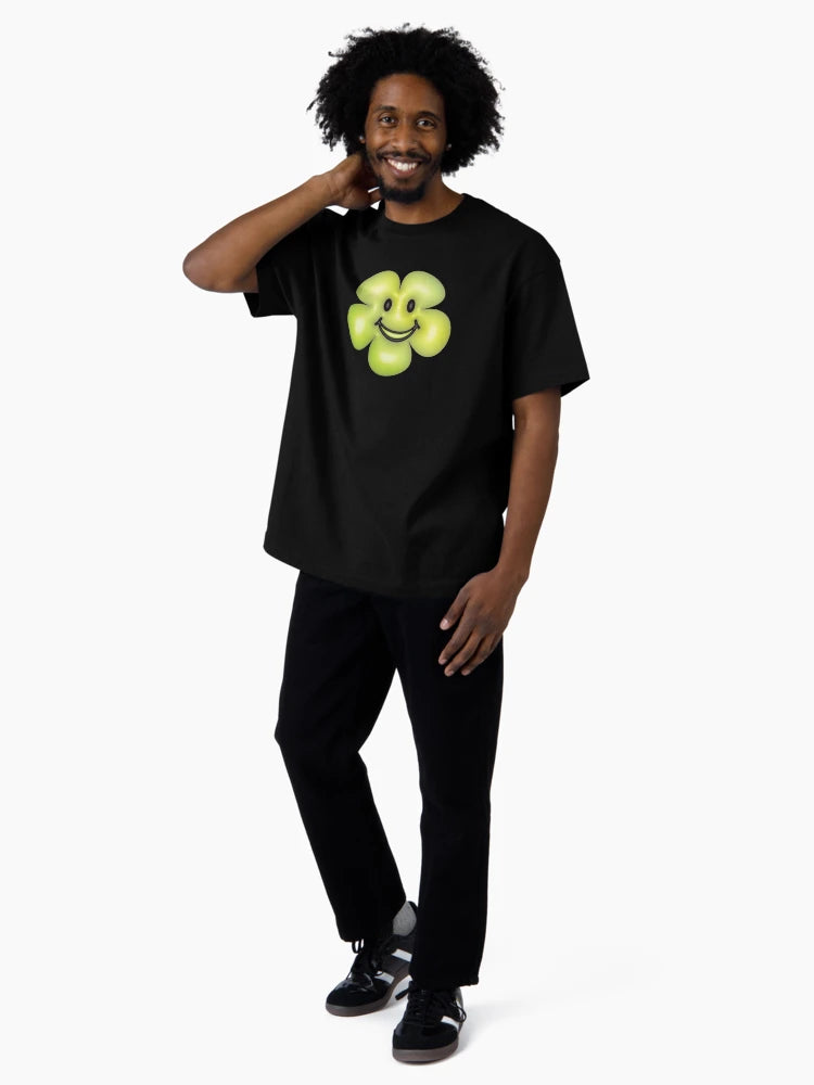 3d green flower smiley face.