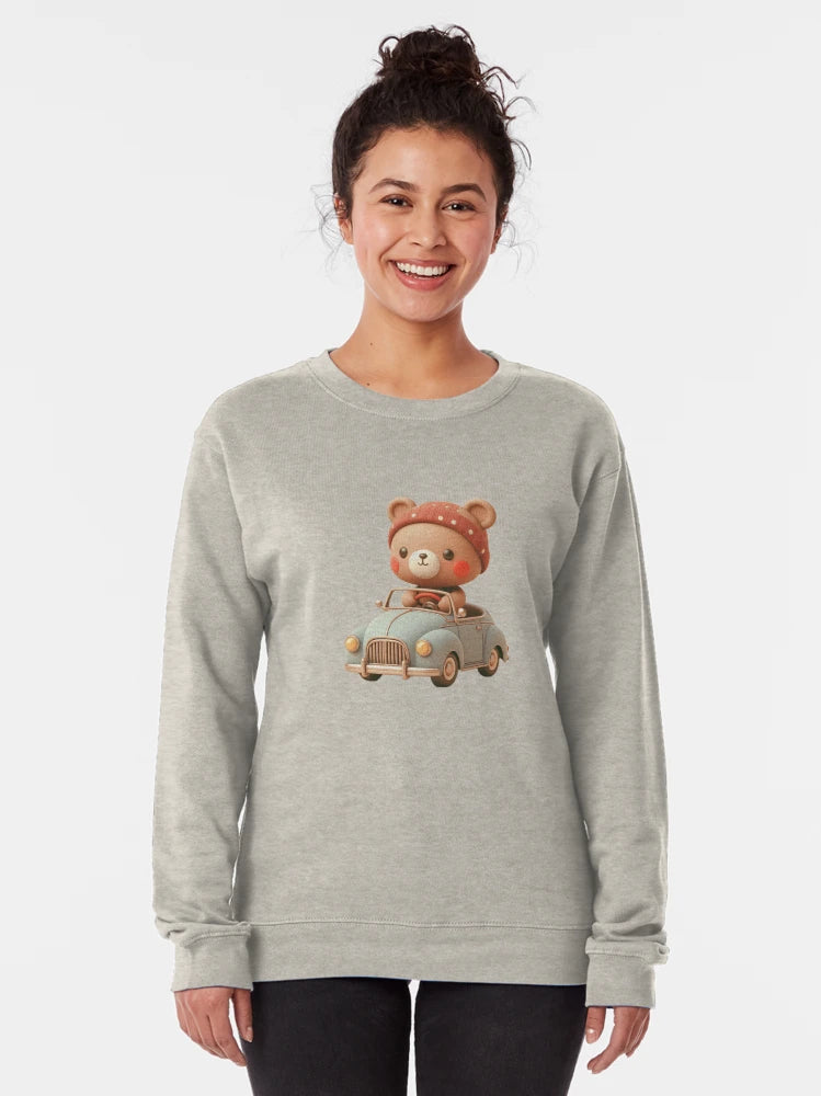 3D Baby Bear Riding a Car, Cute Bear Riding a Car, Adorable Kawaii Bear Riding a Car