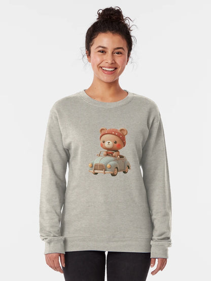 3D Baby Bear Riding a Car, Cute Bear Riding a Car, Adorable Kawaii Bear Riding a Car