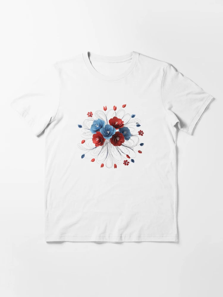 3D delicate bouquet blue & red flower